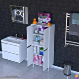 Modilayn OHBE 60x138x32,5 cm Ekstra Düzen İçin Kullanışlı 4 Kapak 4 Bölmeli Banyo Mutfak Dolabı