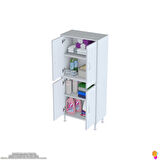 Modilayn OHBE 60x138x32,5 cm Ekstra Düzen İçin Kullanışlı 4 Kapak 4 Bölmeli Banyo Mutfak Dolabı