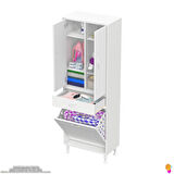 Modilayn YENİ AFRA 55x173x32,5cm 1 Çekmece, 1 Göz Sepet, 2 Kapak, 6 Raf Dar Alan Banyo Dolabı