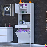 Modilayn ARDA 55x173x32,5 cm 1 Çekmece 1 Göz Sepetli ve 3 Raf Akıllı Dolap ile Dağınıklığa Son