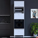 Modilayn AYAZ (60x217x56 cm) Boyutunda Ankastre 3 Kapaklı Mini/Midi Mikrodalga Fırın Dolabı