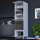 Modilayn AYAZ (60x217x56 cm) Boyutunda Ankastre 3 Kapaklı Mini/Midi Mikrodalga Fırın Dolabı