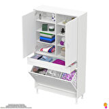 Modilayn YENİ AFRA 90x173x32,5 cm' lik 1 Çekmece, 3 Göz Sepet, 2 Kapak, 8 Raf Dar Alan Banyo Dolabı