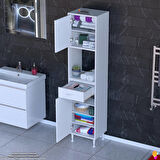 Modilayn ARDA Banyo Dolabı 35x173x32,5cm 1 çekmece 2 kapak ve 7 raflı İhtiyaca uygun kolay kurulum