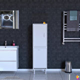 Modilayn İLKİM 35 x 138 x 32,5 cm' lik Kapak İçi Çift Raflı, Tek Göz Akıllı Çamaşır Sepetli Dolap