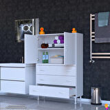 Modilayn İLKİM 95 x 138 x 32,5 cm' lik Kapak İçi Çift Raflı ve 3 Çekmeceli Düzen Harikası Dolap