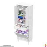Modilayn YENİ AFRA 60x173x32,5 cm' lik 1 Çekmece, 1 Göz Sepet, 2 Kapak, 8 Raf Dar Alan Banyo Dolabı