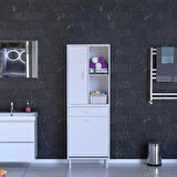 Modilayn AFRA 55x173x32,5cm 1 Çekmece, 1 Göz Sepet, 1 Kapak, 4 Raf Dar Alan Banyo Dolabı