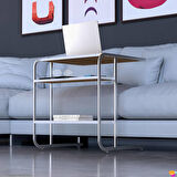 Modilayn C Yan Sehpa Geniş Boy Tekerlekli Çalışma, Atıştırmalık, Yemek, Laptop Sehpası Meşe