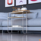 Modilayn C Yan Sehpa Geniş Boy Tekerlekli Çalışma, Atıştırmalık, Yemek, Laptop Sehpası Meşe