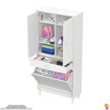 Modilayn YENİ AFRA 70x173x32,5 cm' lik 1 Çekmece, 2 Göz Sepet, 2 Kapak, 6 Raf Dar Alan Banyo Dolabı