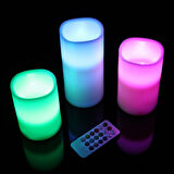 Periboia Parafin Kaplı Kumandalı Led Mum (3 Adet)