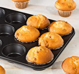 Periboia 12 Bölmeli Metal Yapışmaz Muffin Kek Kalıbı