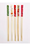 Periboia Bambu Chopstick Çubuk Yemek Çubuğu Yıkanabilir Tekrar Kullanılabilir (3 Çift- 6 Adet )