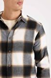 DeFacto Regular Fit Polo Yaka Kareli Flanel Uzun Kollu Gömlek D5835AX24AUBN279