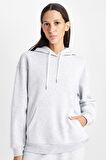 DeFacto Relax Fit Kapüşonlu Kanguru Cepli Kalın Basic Düz Sweatshirt W1240AZ24WNGR93