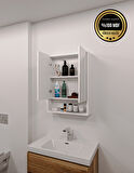 DF16104B MDF 2 Kapaklı Aynalı Banyo Dolabı Lavabo Üstü Dolap Çok Amaçlı Banyo Dolabı