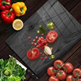 Decovetro Cam Kesme Tahtası Siyah Ahşap Desenli 30x40 Cm