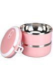 Vakumlu 2 Katlı Yemek Termosu Pembe 1,5 Litre