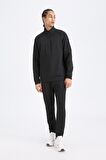 DeFactoFit Standart Fit Dik Yaka Fermuarlı Skuba Dalgıç Kumaş Sporcu Sweatshirt D7305AX25SPBK81