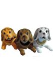 3 Adet Kafa Sallayan Köpek Araç İçi Aksesuar 17x9x7 cm Farklı Renklerde