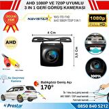 Balıkgözü AHD 1080P ve 720P Çevirilebilir 170 Derece Geniş Açılı Geri Görüş Kamerası