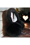 Kışlık Peluş Kulaklık Siyah Peluş Kulaklık Siyah