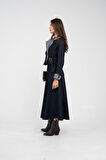 Kontrast Detaylı Kısa Ceket & Uzun Elbise İkili Kadın Takım 9003