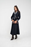 Kontrast Detaylı Kısa Ceket & Uzun Elbise İkili Kadın Takım 9003