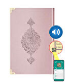 Hafız Boy Kadife Kur'an-ı Kerim (Pudra Pembe, Yaldızlı, Mühürlü) - E5 P. Pembe