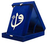 Kadife Kutulu Kur'an-ı Kerim (Orta Boy, Elif-Vavlı, Lacivert)