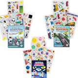 MY STİCKER BOOK '' MESLEKLER-TAŞITLAR-UZAY' , 3LÜ SET TÜKENMEYEN STİCKER KİTABI