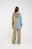 Kapüşonlu Denim Detaylı İkili Takım K1741
