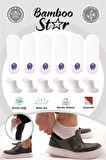 Bambu Erkek Sneaker Beyaz Çorap Dikişsiz Görünmez Bilekte Görünmez Spor Çorap Premium 6'lı Paket