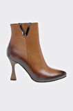 Klasik Hakiki Deri Fermuarlı Kadın Bot