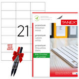 Tanex Tw-2124 70x42 mm Laser Etiket 100 Tabaka 2'li Asetat Kalem Hediyeli