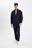 DeFacto Comfort Regular Fit Rahat Kesim Dik Yaka Cepli Basic Düz Fermuarlı Sweatshirt D4971AX24AUNV163