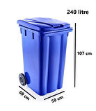 Omnipazar SY-6510 Tekerlekli Kapaklı Plastik Çöp Konteyneri 240 lt 