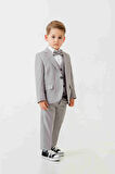 Mini Gentleman Erkek Çocuk Takım Elbise - 5 Parça (Ceket, Yelek, Gömlek, Pantolon, Papyon)
