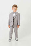 Mini Gentleman Erkek Çocuk Takım Elbise - 5 Parça (Ceket, Yelek, Gömlek, Pantolon, Papyon)
