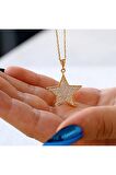 Beyaz Zirkon Taşlı Yıldız Gümüş Kolye