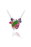 Kadın Pembe Akua Sarı Taşlı Kelebekli Maske  925 Ayar Gümüş Kolye