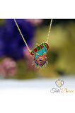 Kadın Fuşya Taşlı Robin Hood Maske 925 Ayar Gümüş Kolye