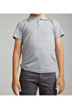 Gri Kısa Kollu Polo Yaka Lakost  Okul T-shirt R.O.Z.O.KU.LT.E.L.T.