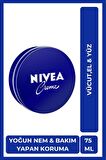 Nivea Creme 75ml, Yoğun Nemlendirici, Bakım Yapan Koruma, Eucerit, Yumuşak Ve Pürüzsüz Cilt, El Yüz Vücut