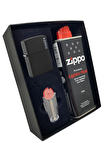 Zippo Çakmak Mat Siyah Hediyelik Kutu Benzin Taş Set du10sy