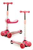 Maxi Taxi Zoomy Oturaklı Işıklı Katlanabilir Scooter Pembe