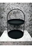 2 Katlı Dekoratif Siyah Metal Sofra Sunum ve Banyo Organizeri / Banyo Düzenleyicisi - Renk : Siyah