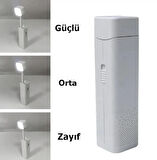 3 Kademeli Şarjlı Beyaz Led Çalışma Okuma Işığı Masa Lambası Ayarlanabilir Parlaklık ve Telefon Tutucu