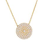 Zirkon Taşlı Pırlanta Montür Altın Kaplama 16.50 mm Yuvarlak Gümüş Kolye